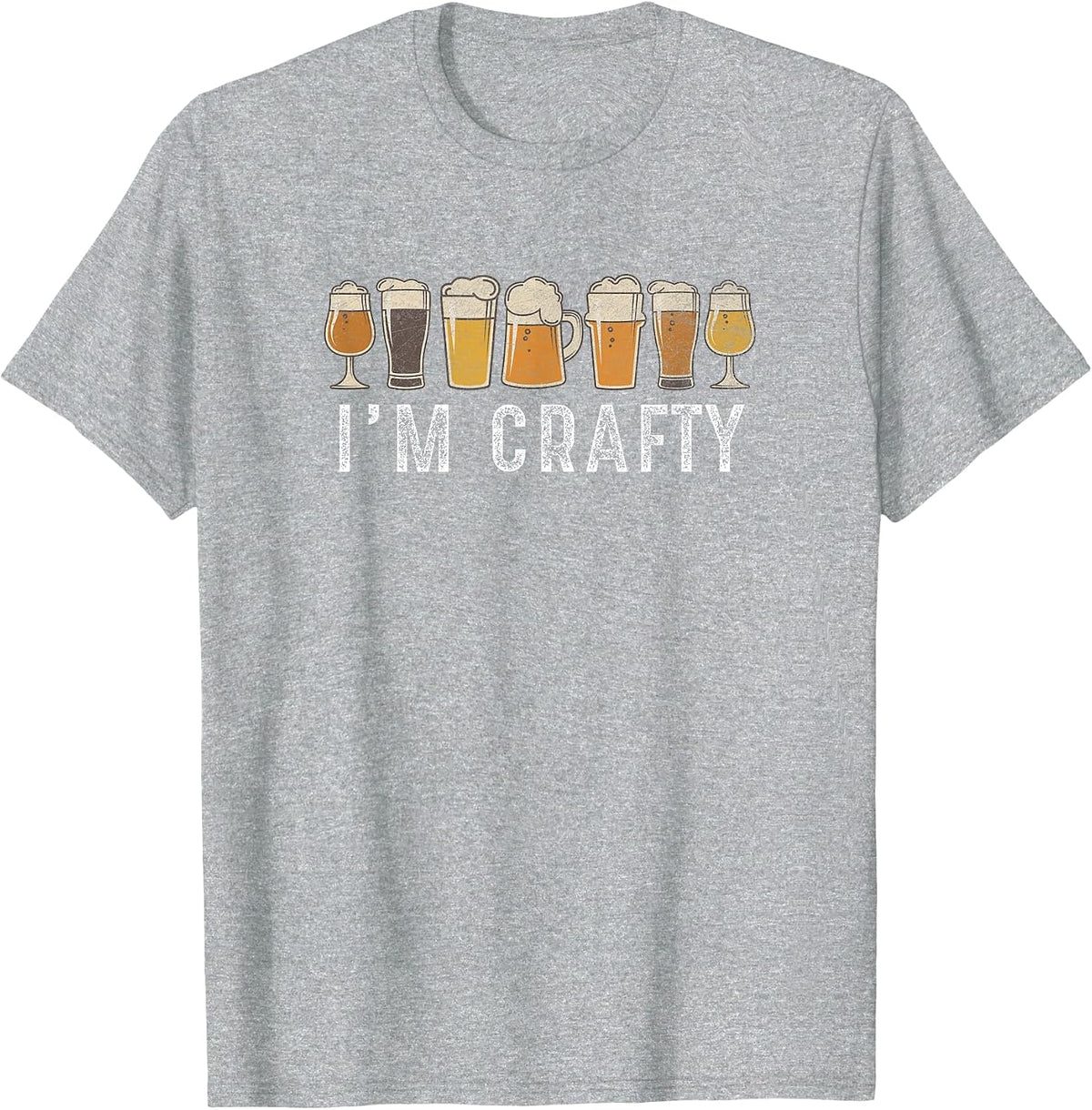 Craft Beer Art I'm Crafty Home Brew Beer Vintage T Shirt T-Shirt - Heather Grey