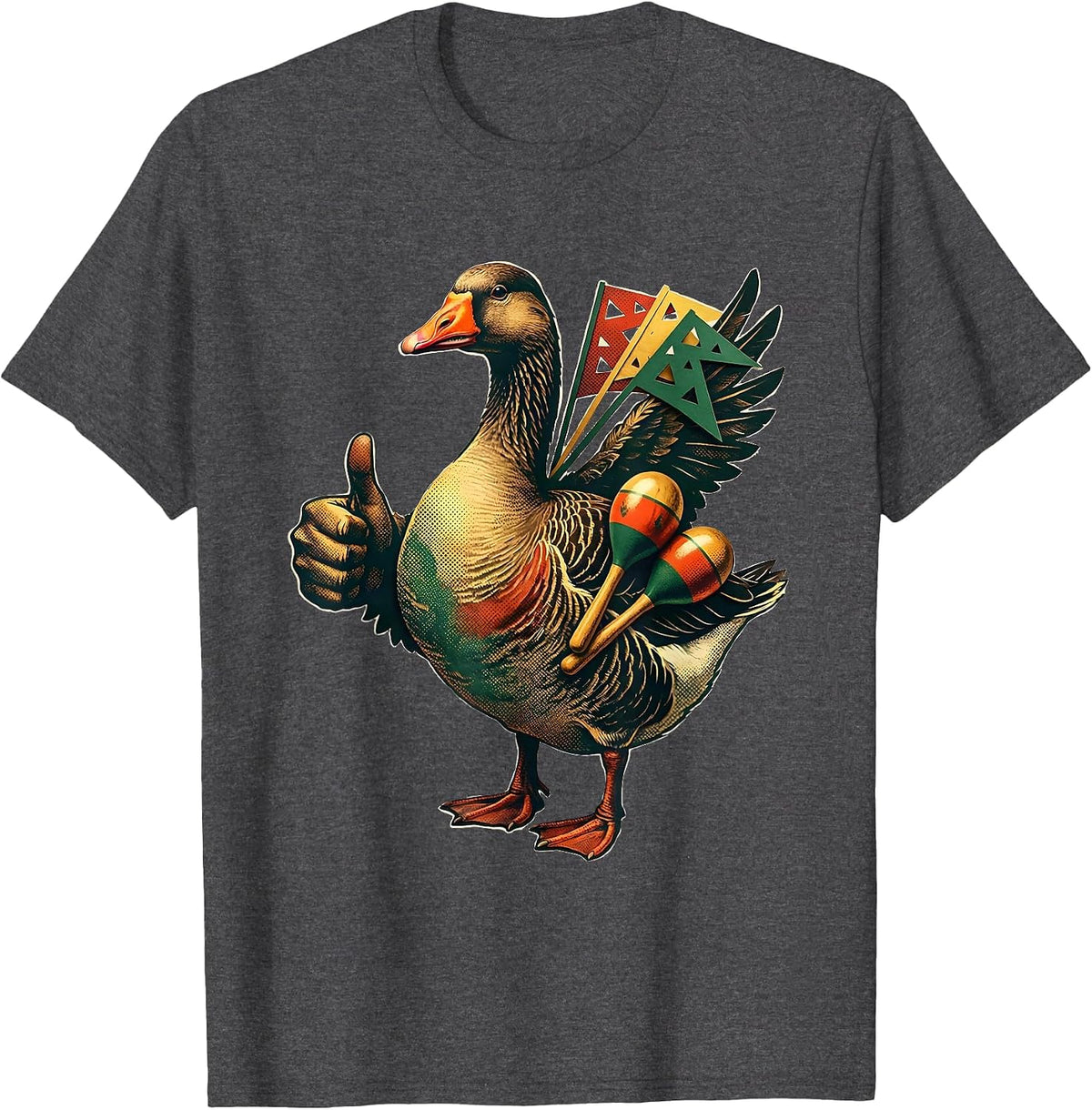 Men's Broad Goose Thumbs-Up Mexican Spanish Pun Humor T-Shirt - Dark Heather Grey