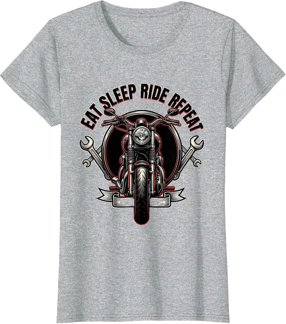 Eat Sleep Ride Repeat Cycling Enthusiast Design T-Shirt - Heather Grey