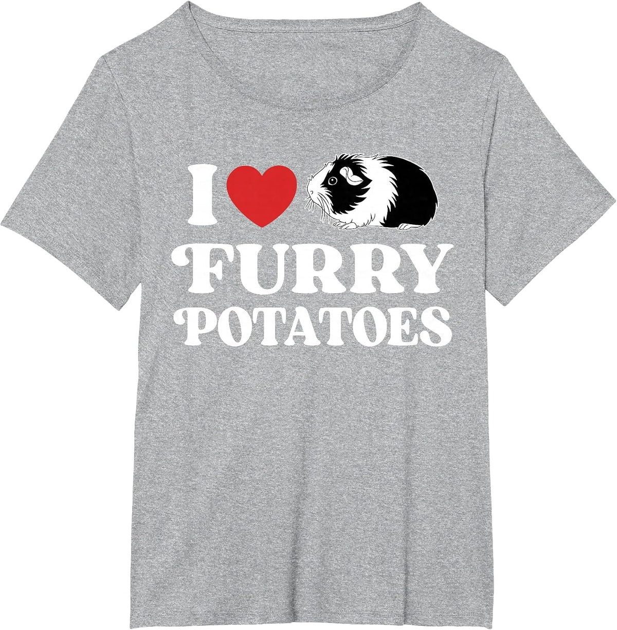 I Love Furry Potatoes Funny Guinea Pig Heart Design T-Shirt - Heather Grey