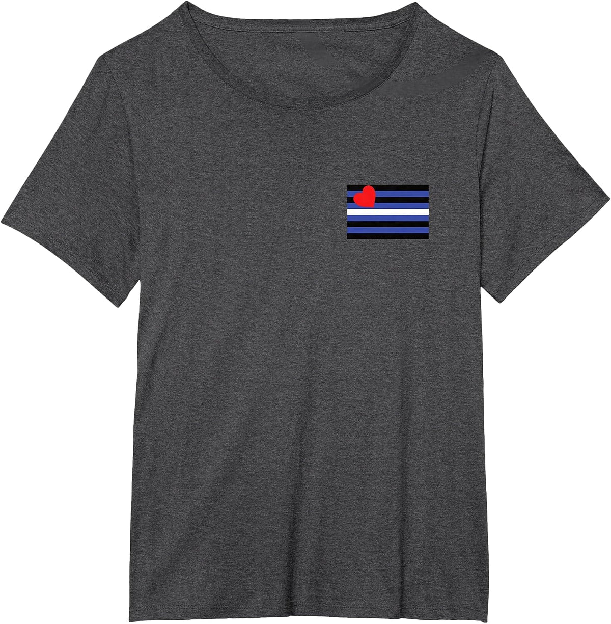 Leather Pride Flag Pocket LGBTQIA Leather Daddy T-Shirt - Dark Heather Grey