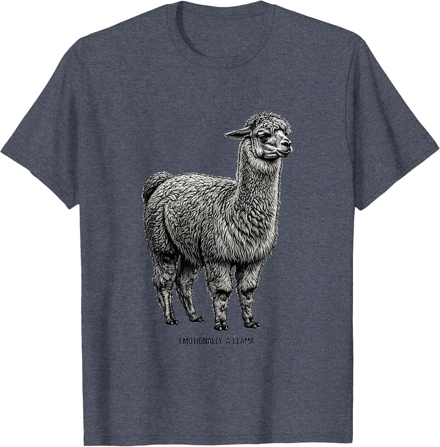Emotionally A Llama Funny Animal Lover Meme Joke T-Shirt - Heather Blue
