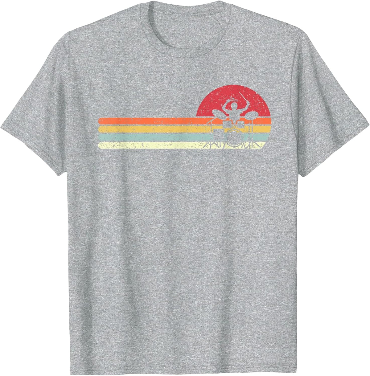 Drummer Shirt. Retro Style Drum Player T-Shirt T-Shirt - Heather Grey
