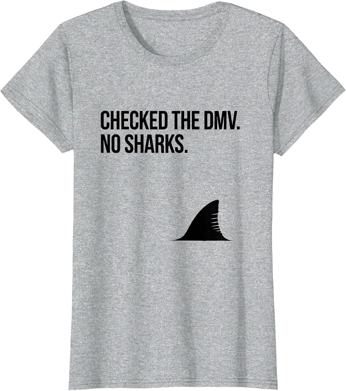 Women's Checked The DMV No Sharks Funny Shark Lover Ocean Wildlife T-Shirt - Heather Grey