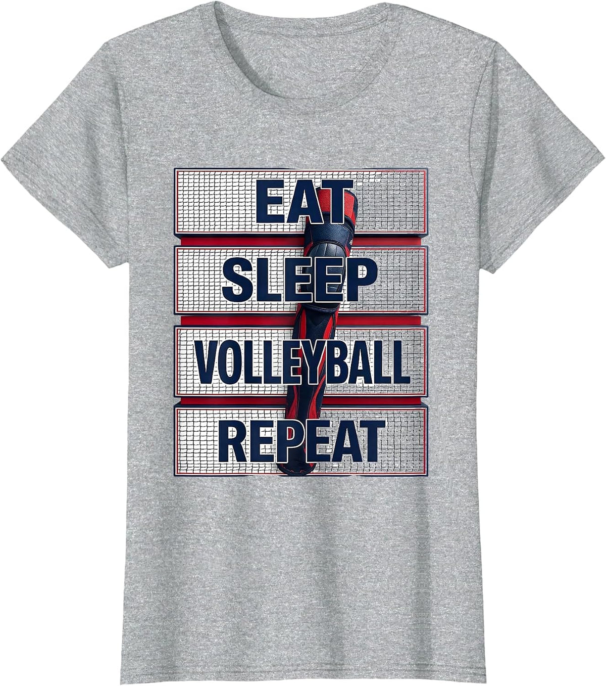 Eat Sleep Volleyball Repeat Funny Volleyball Player Sport T-Shirt - Heather Grey