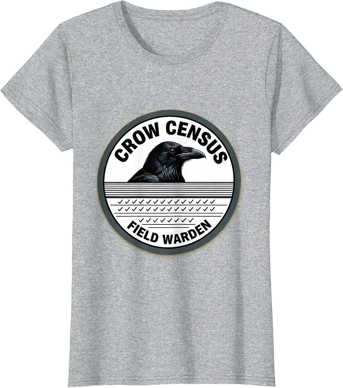Crow Census Field Warden Dark Humor Crow Lover Gothic T-Shirt - Heather Grey