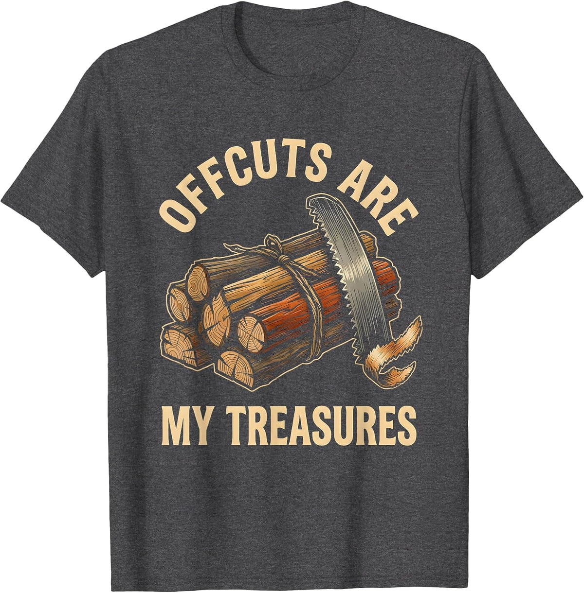Offcuts Are My Treasures Tattoo Carpenter Woodworker Humor T-Shirt - Dark Heather Grey