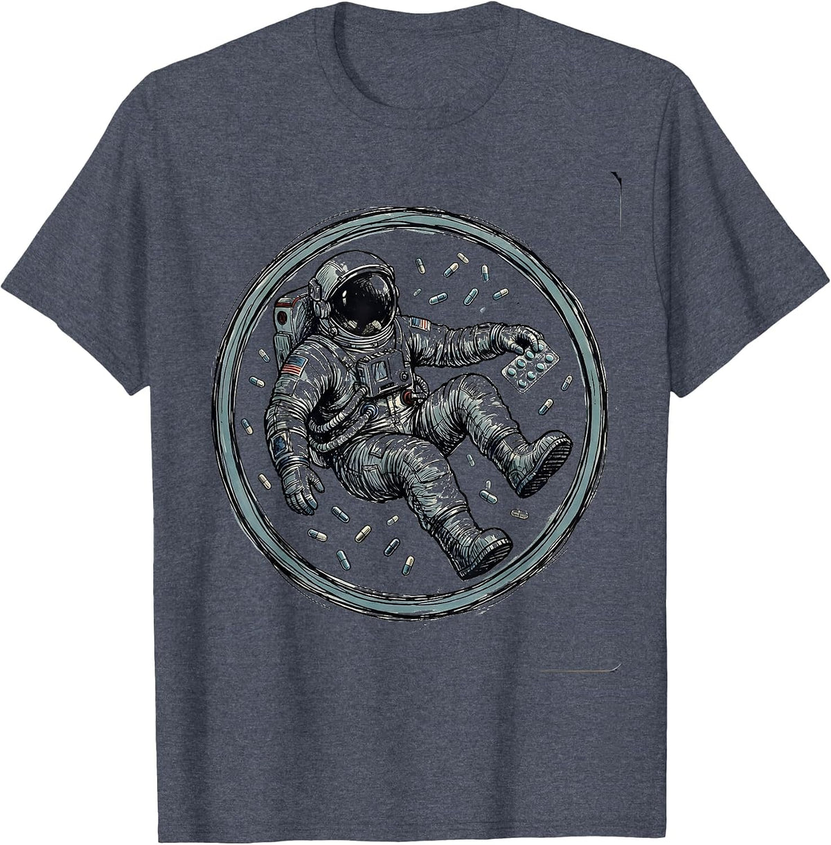 Pharmacy Technician Astronaut Pill Blister Pack T-Shirt - Heather Blue