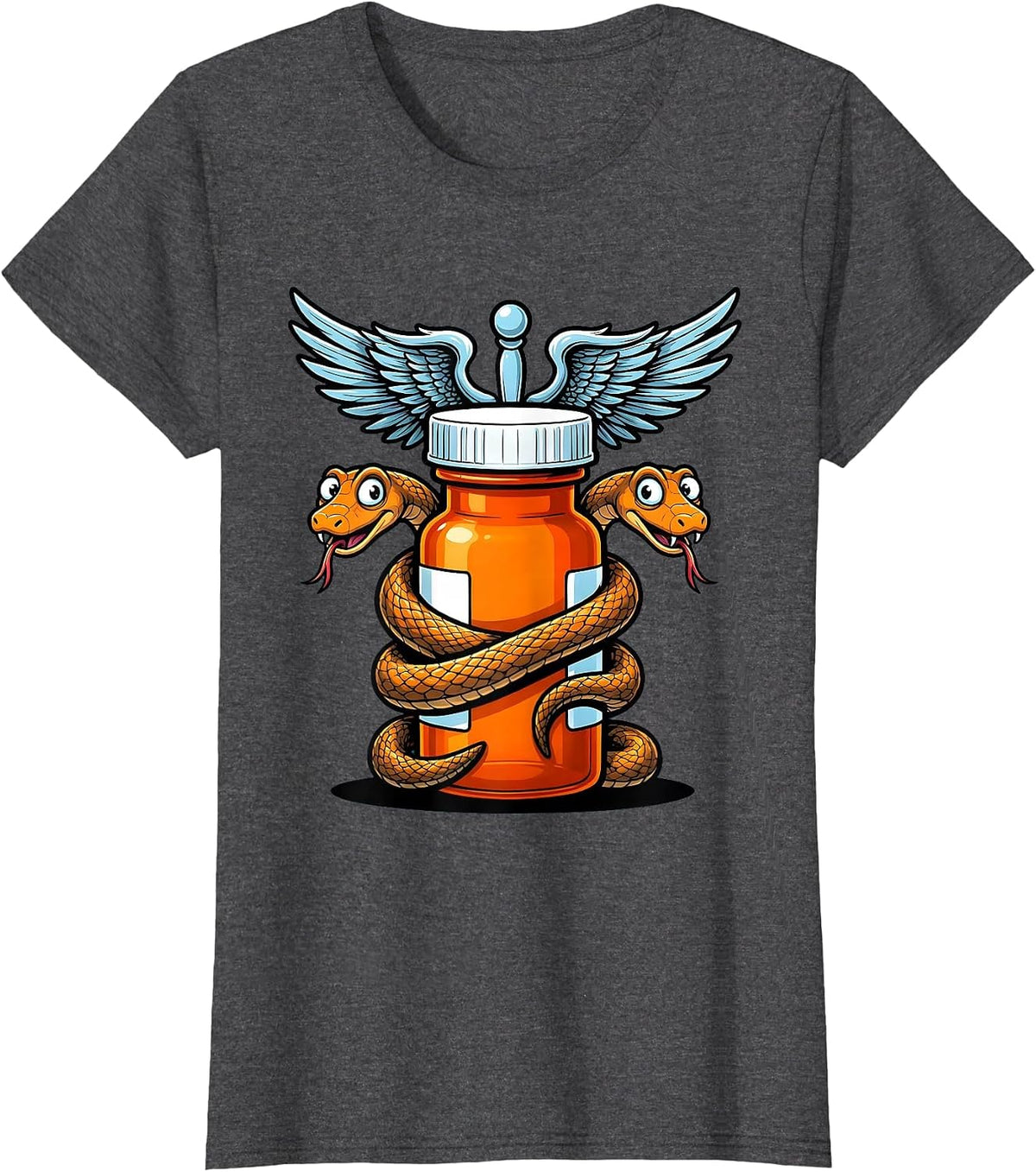 Women's Pharmacy Technician Caduceus Prescription Bottle T-Shirt - Dark Heather Grey