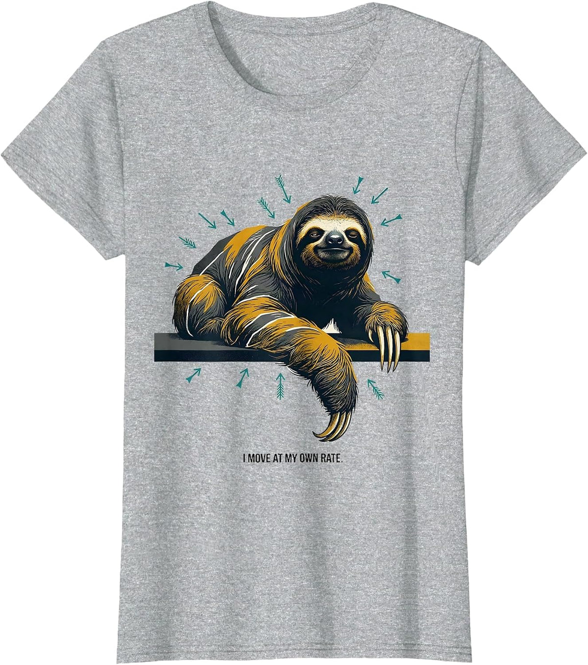 I Move At My Own Rate Funny Sloth Lover Gift T-Shirt - Heather Grey