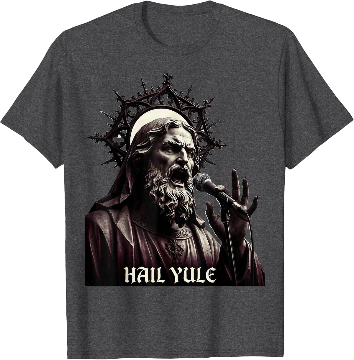 Hail Yule Gothic Heavy Metal Christmas Rock Fan T-Shirt - Dark Heather Grey