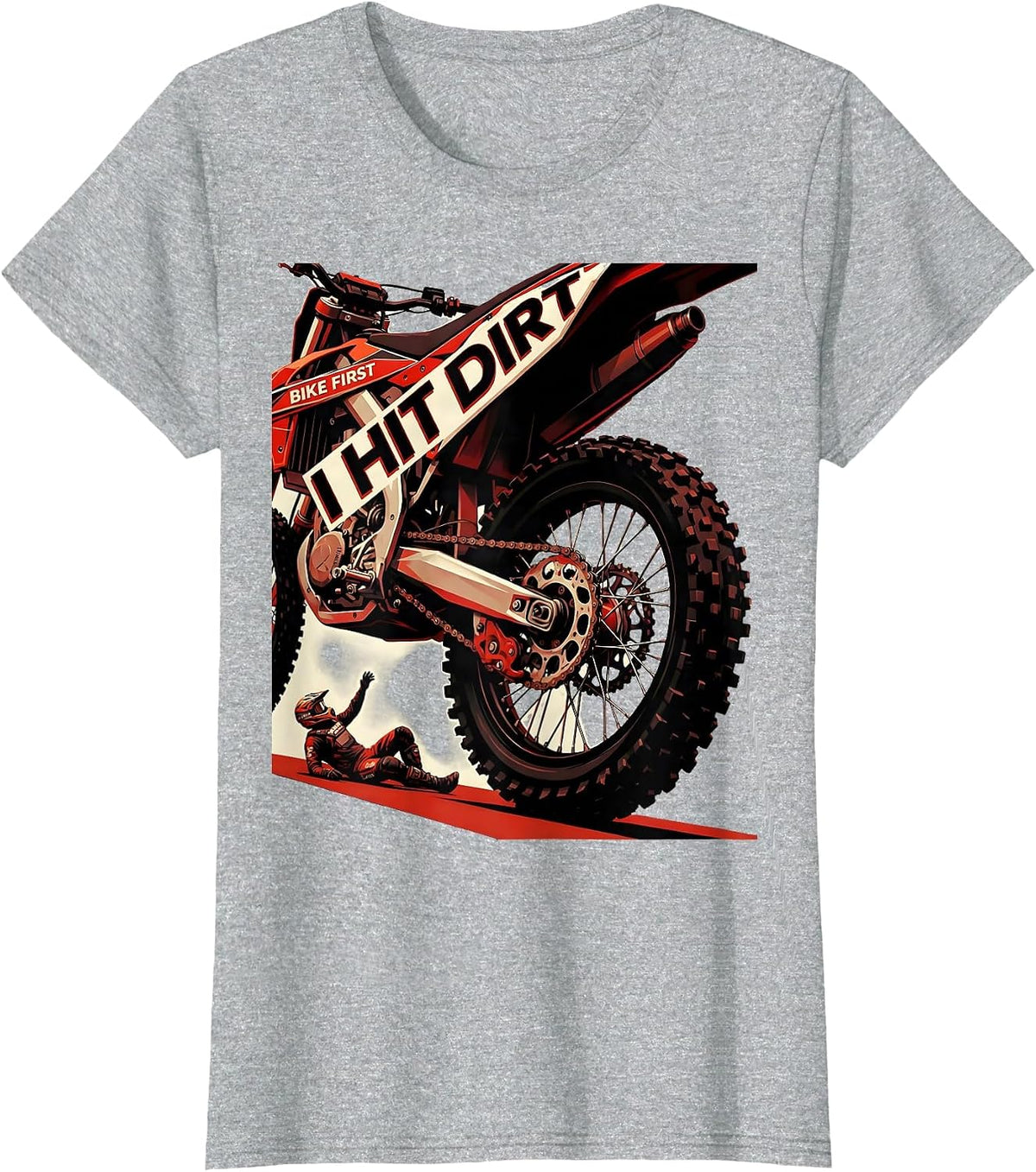 Women's I Hit Dirt Bike First Funny Motocross Dirt Bike Rider Gift T-Shirt - Heather Grey