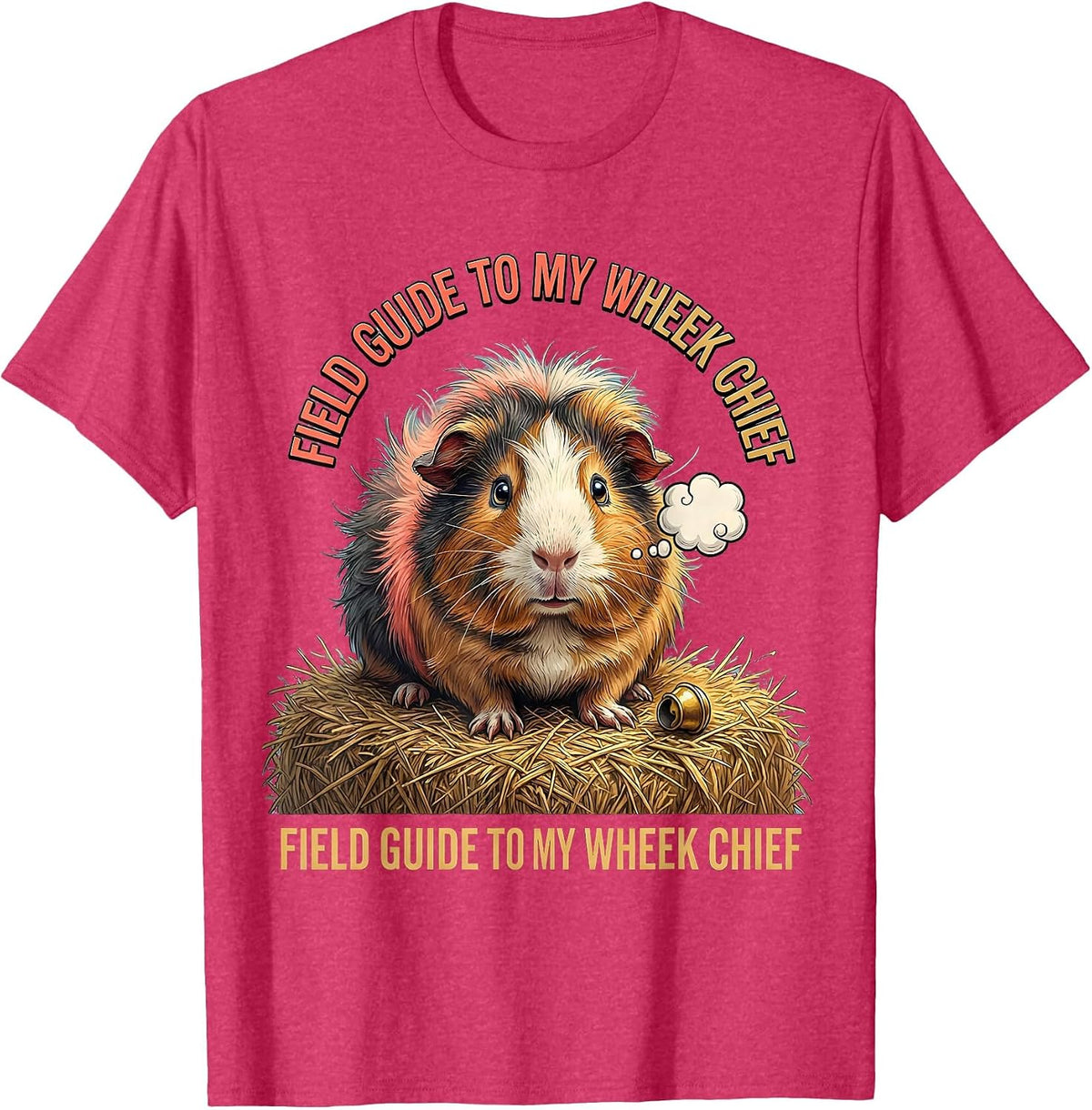 Field Guide To My Wheek Chief Funny Guinea Pig Pet Lover T-Shirt - Red Heather