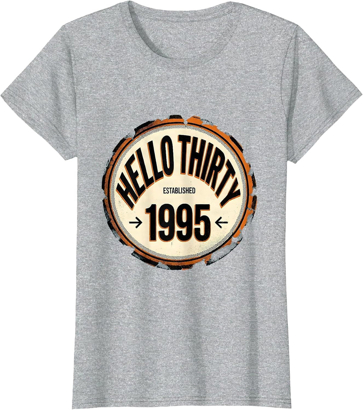 Hello Thirty Established 1995 Vintage 30th Birthday Gift T-Shirt - Heather Grey