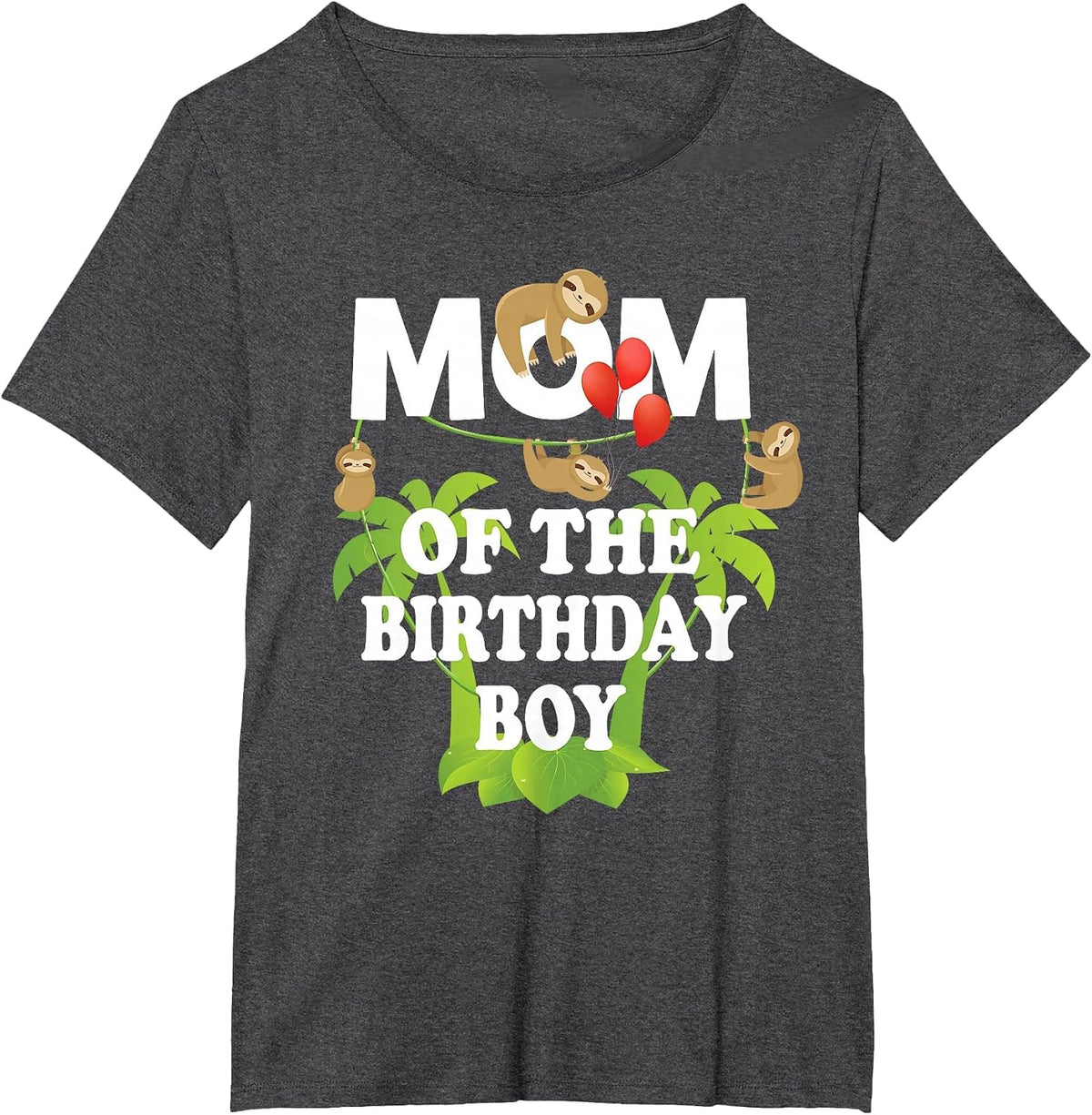Mom of The Birthday Boy Sloth Kid B-Day Party T-Shirt - Dark Heather Grey