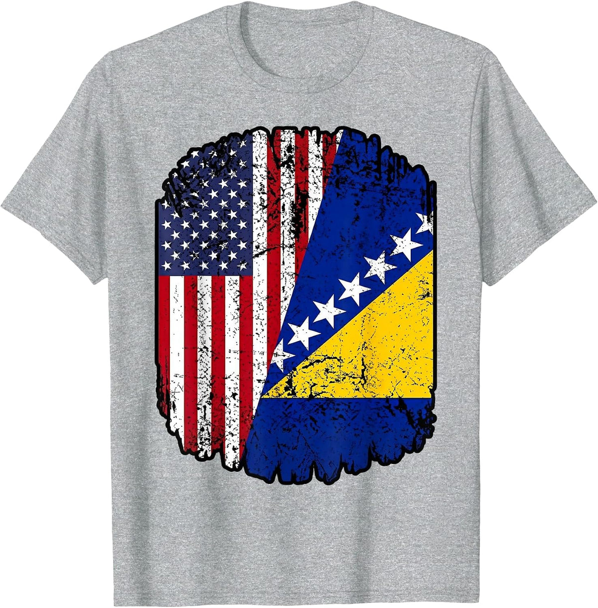 American Bosnian Country Bosna Bosnian Roots Flag USA Bosnia T-Shirt - Heather Grey