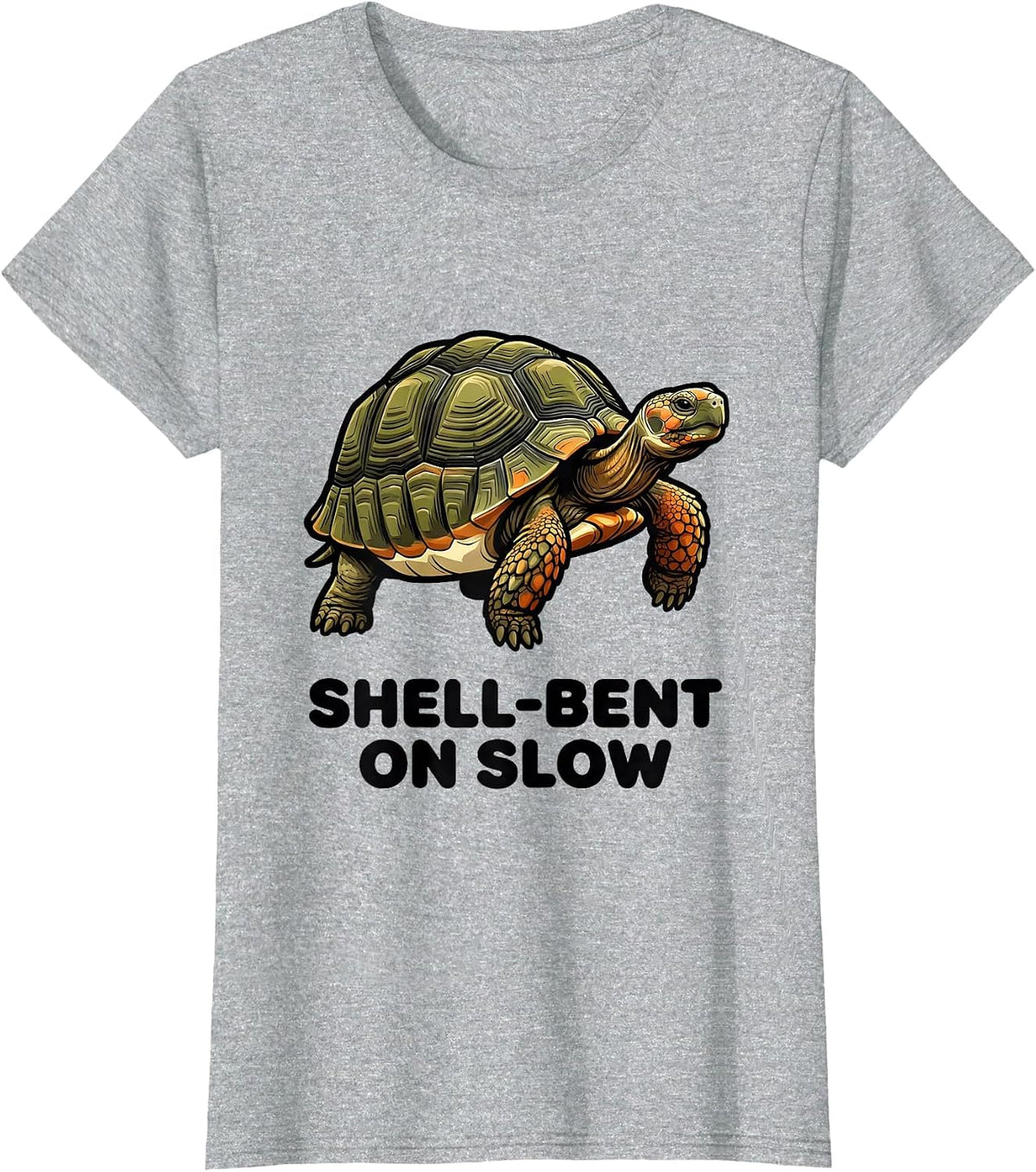 Shell-Bent On Slow Bold Humor Turtle Lover Reptile Gift T-Shirt - Heather Grey