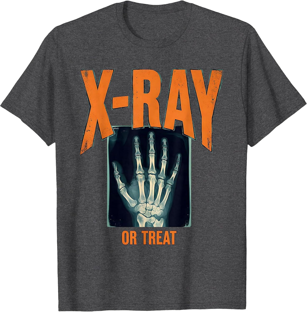 X-Ray Or Treat Radiology Tech Halloween Workplace Humor T-Shirt - Dark Heather Grey