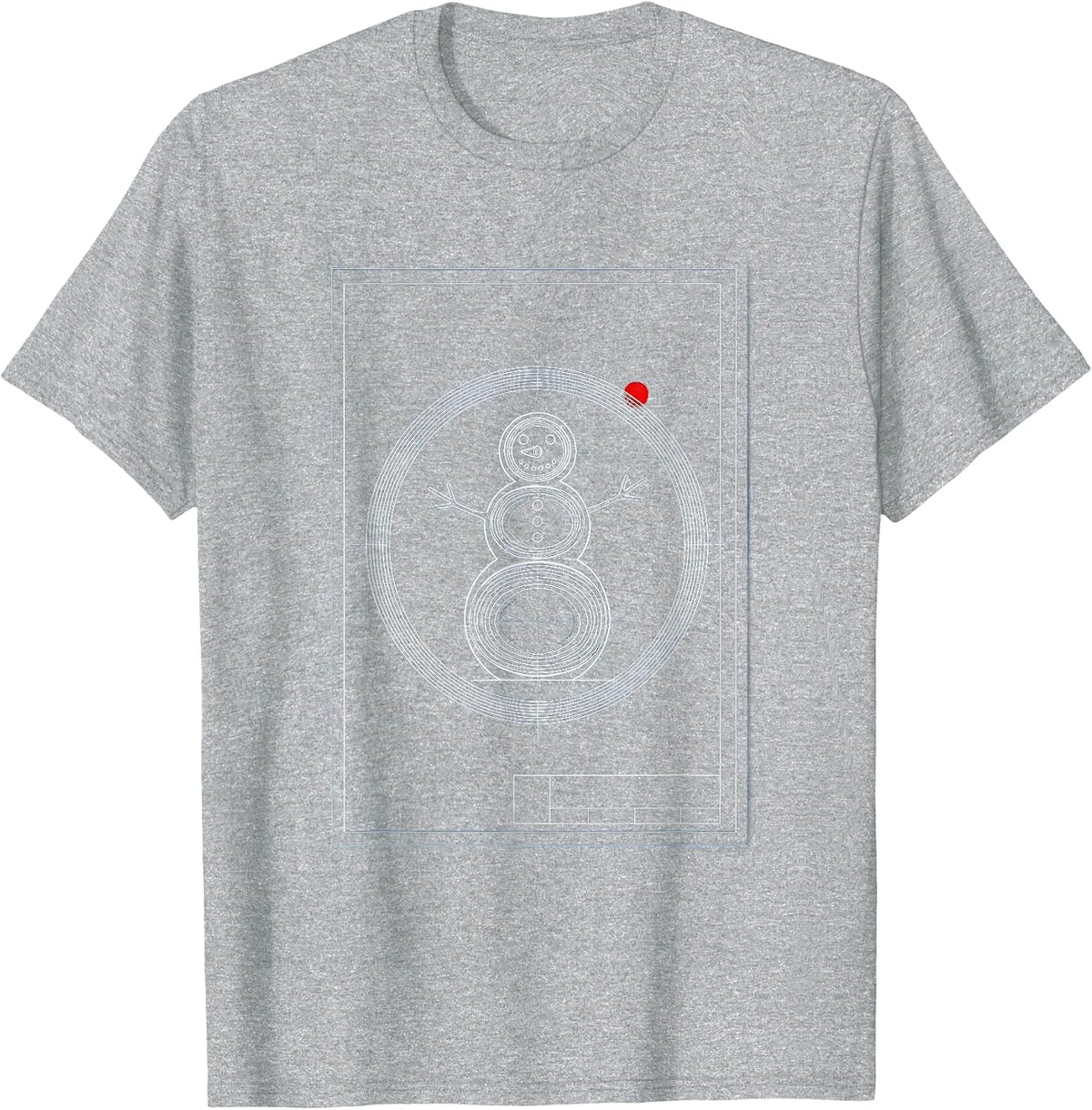 Men's MRI Snowman Radiology Tech Christmas Blueprint Humor T-Shirt - Heather Grey