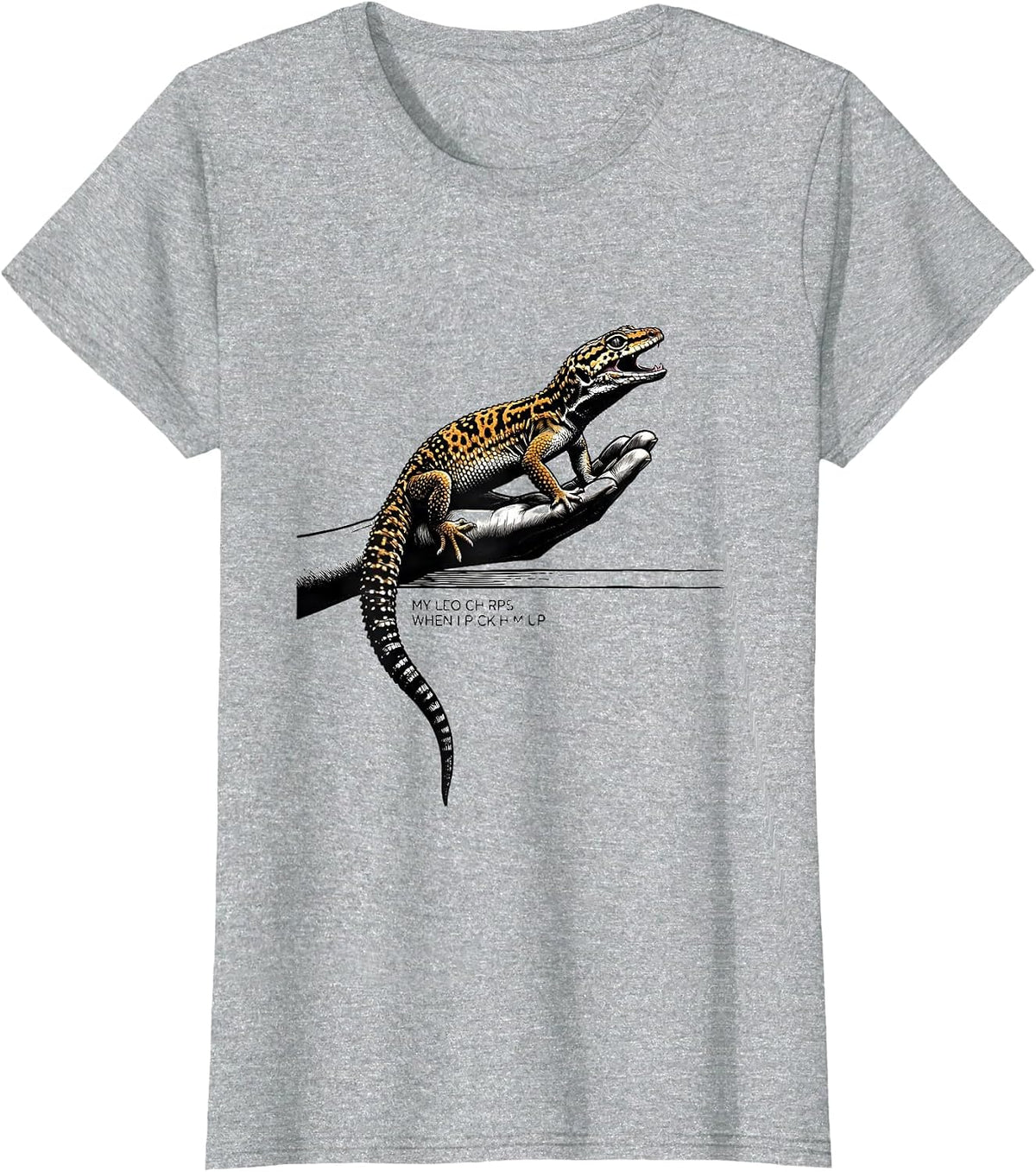 My Leo Chirps When I Pick Him Up Funny Leopard Gecko Reptile T-Shirt - Heather Grey