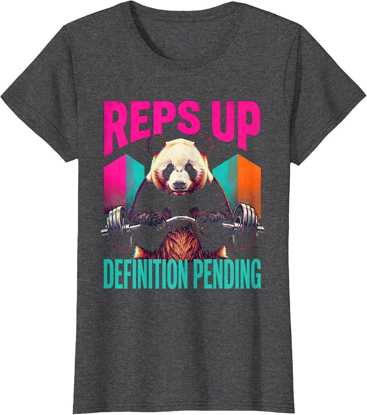 Women's Reps Up Definition Pending Funny Gym Panda Workout Humor T-Shirt - Dark Heather Grey