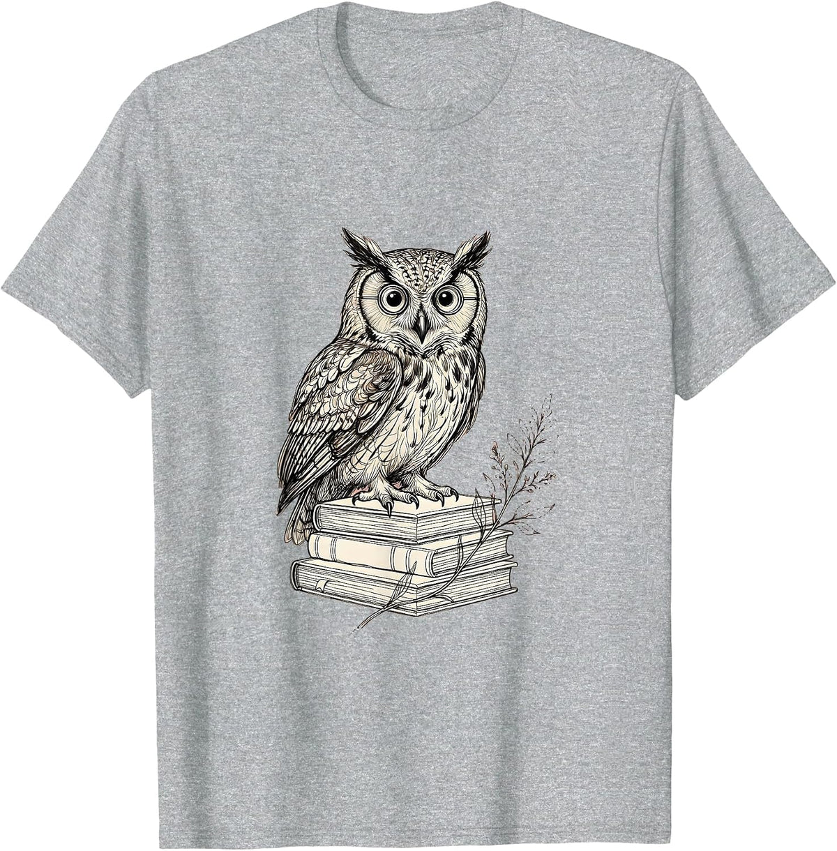 Men's Wise Owl on Books Cute Teacher Graphic T-Shirt - Heather Grey