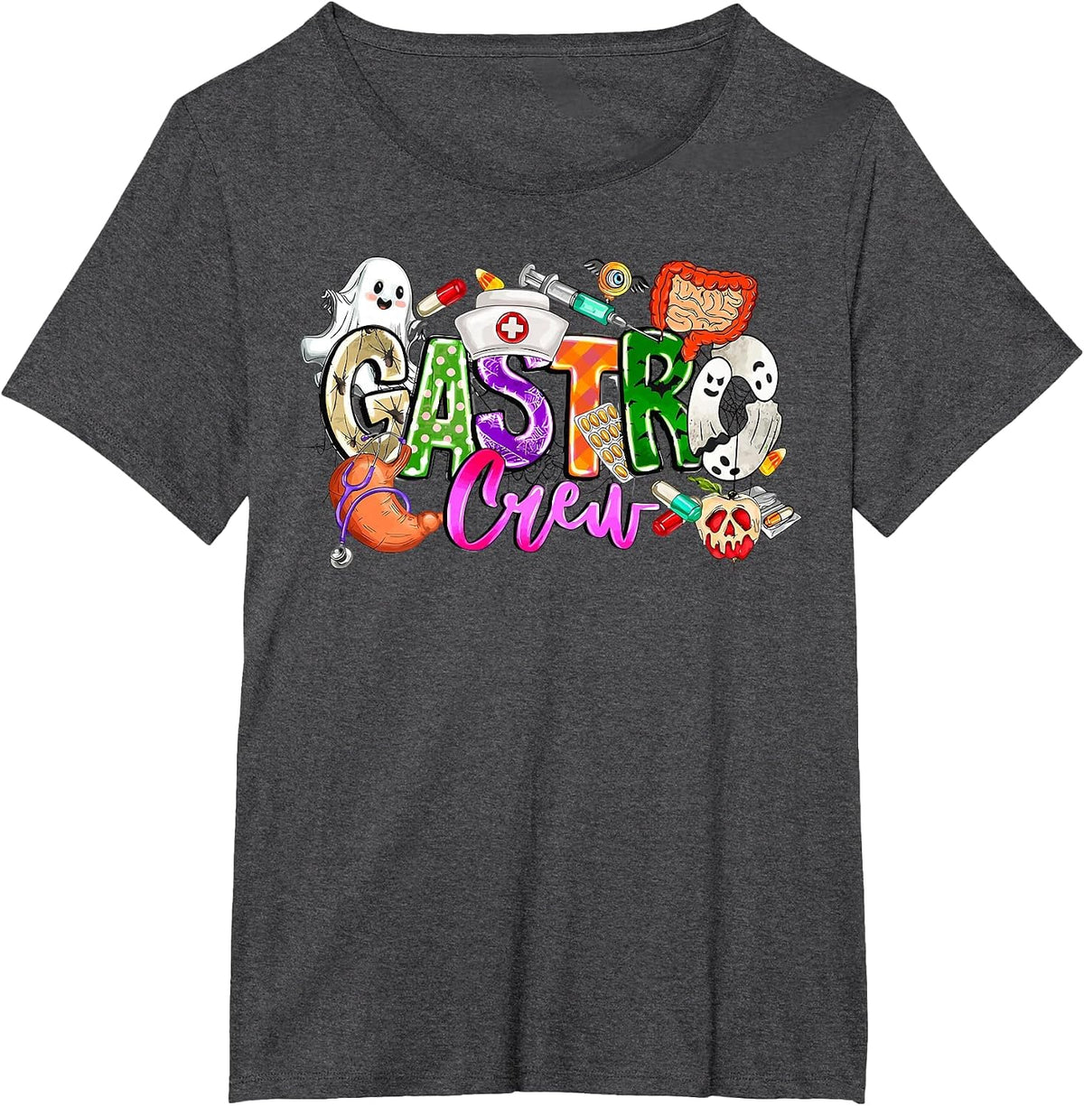 Gastro Crew Gastroenterology Nurse Funny Halloween gi Nurse T-Shirt - Dark Heather Grey