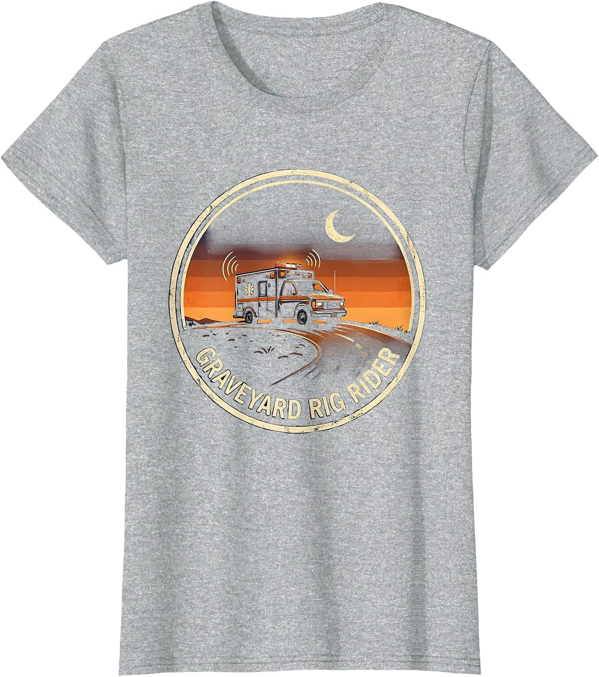 Graveyard Rig Rider EMS Paramedic EMT First Responder Humor T-Shirt - Heather Grey