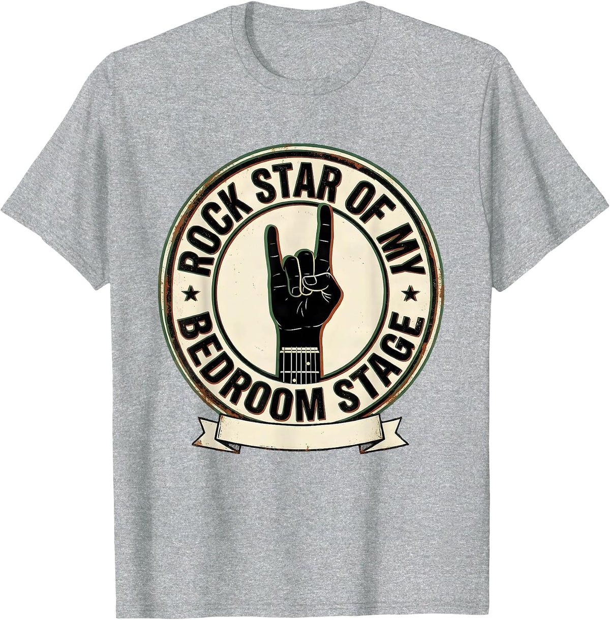 Men's Rock Star Of My Bedroom Stage Vintage Rock Fan Humor T-Shirt - Heather Grey