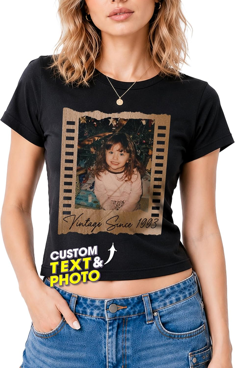 JIX & JOKY Custom Baby Tee Y2K Shirt with Picture Shirts for Women Custom Face Tshirt Crop Top Women Shirt - Style 10
