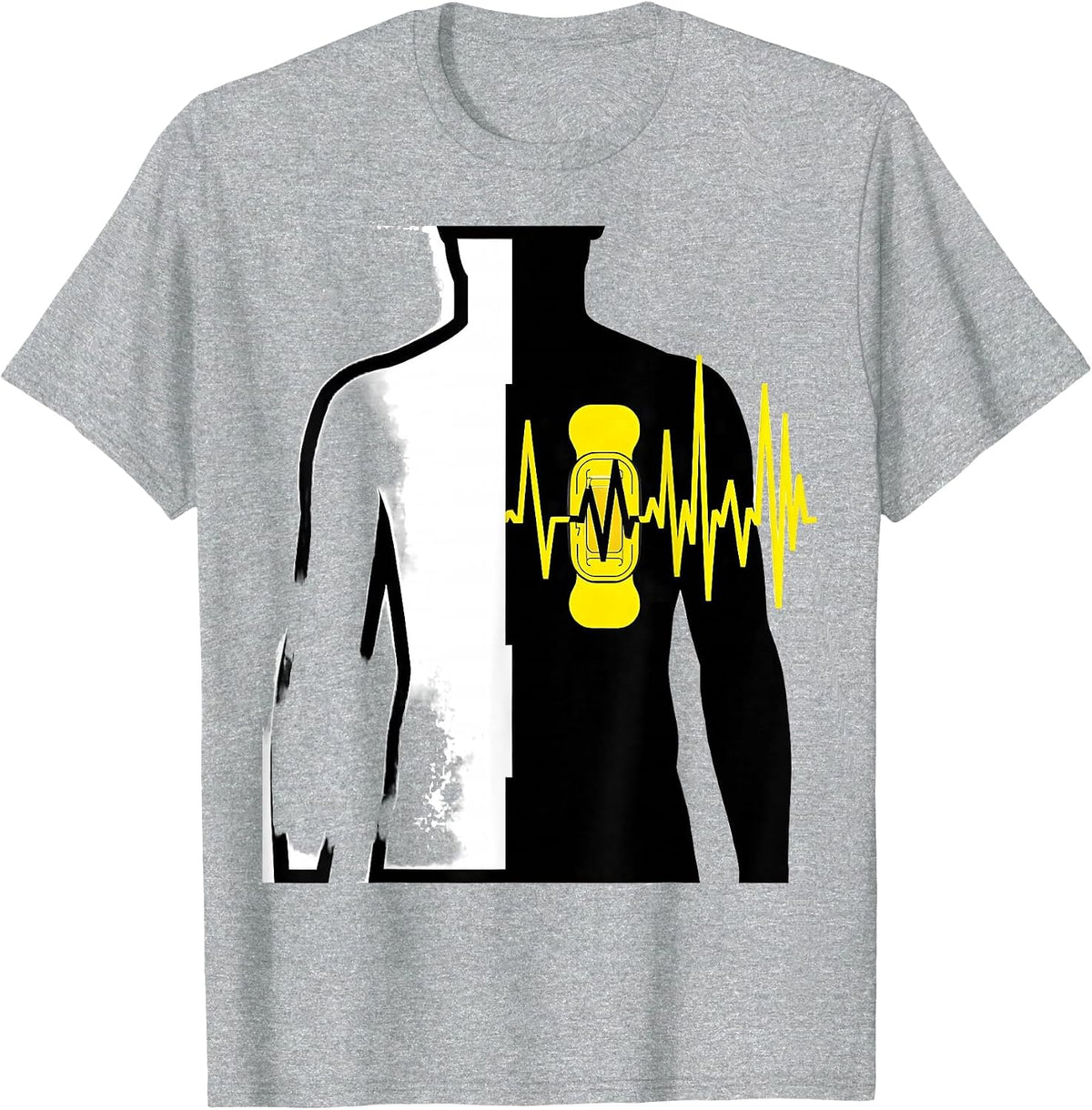 Men's Defib Pad Torso Stencil EMT Paramedic Humor T-Shirt - Heather Grey