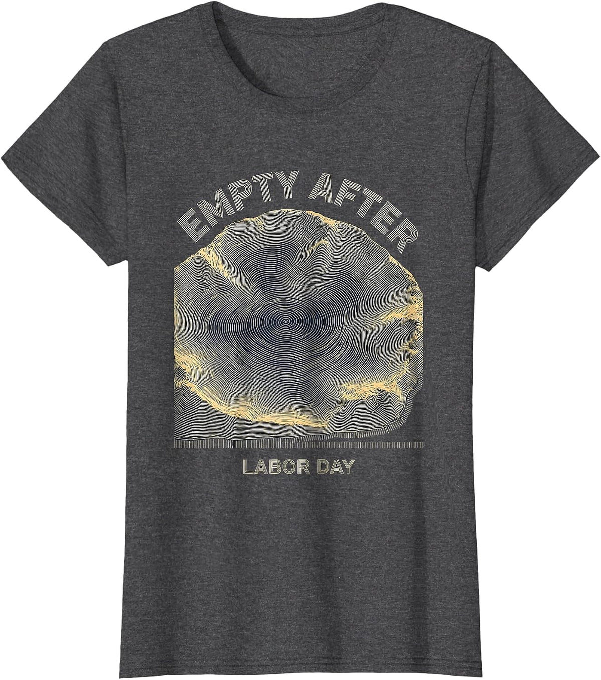 Women's Empty After Labor Day Bathymetric Lake Map Regional Pride T-Shirt - Dark Heather Grey