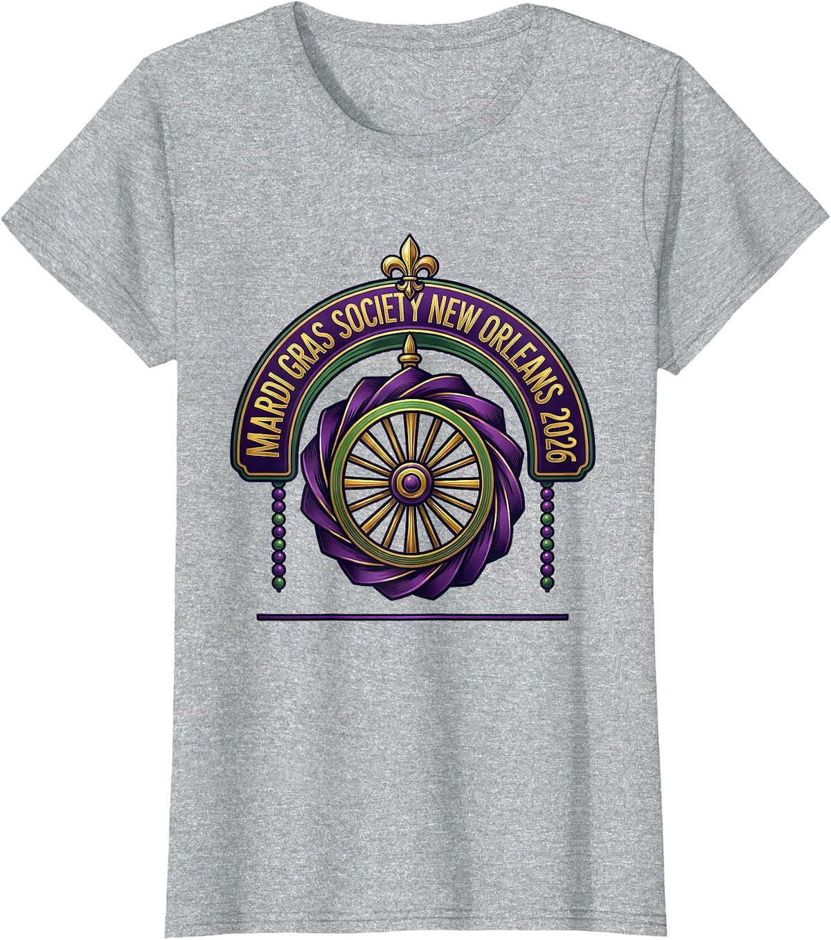 Women's Mardi Gras Society New Orleans 2026 Carnival Party Souvenir T-Shirt - Heather Grey