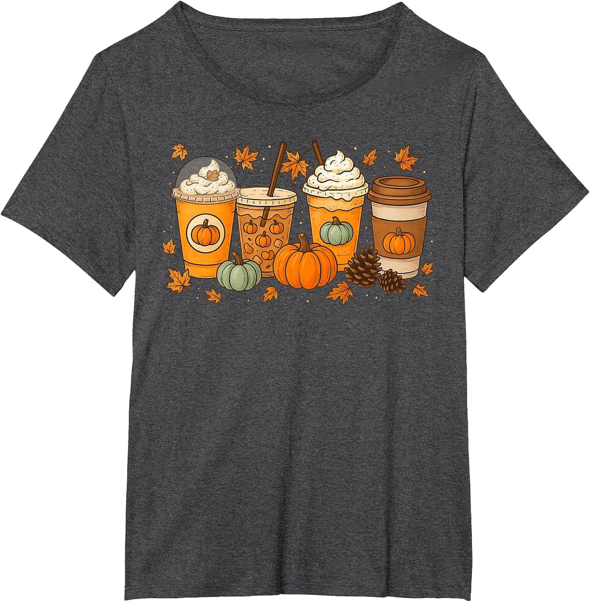 Coffee Pumpkin Latte Spice Coffee Love Fall Season Halloween T-Shirt - Dark Heather Grey