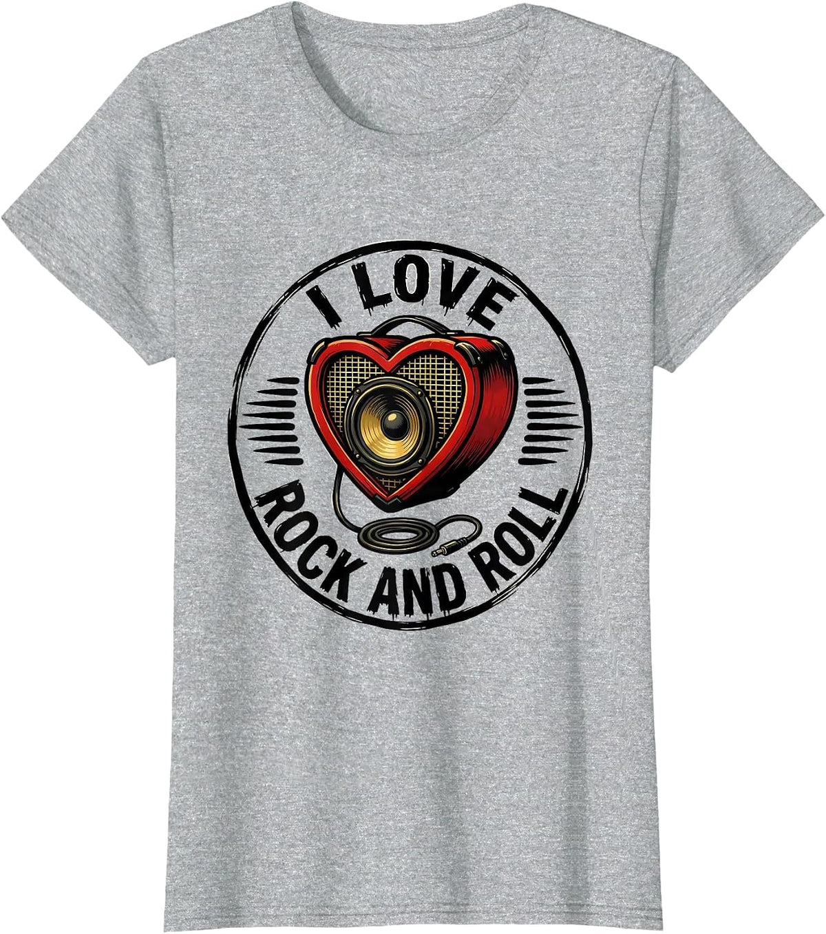 I Love Rock And Roll Tattoo Rock Fan Heavy Metal Music Lover T-Shirt - Heather Grey