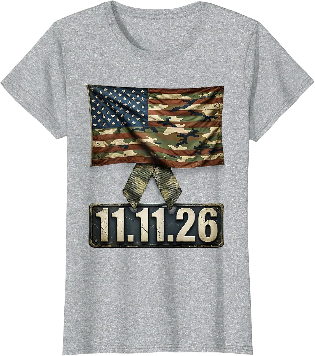 11.11.26 Vintage Military Patriotic Veteran Gift T-Shirt - Heather Grey