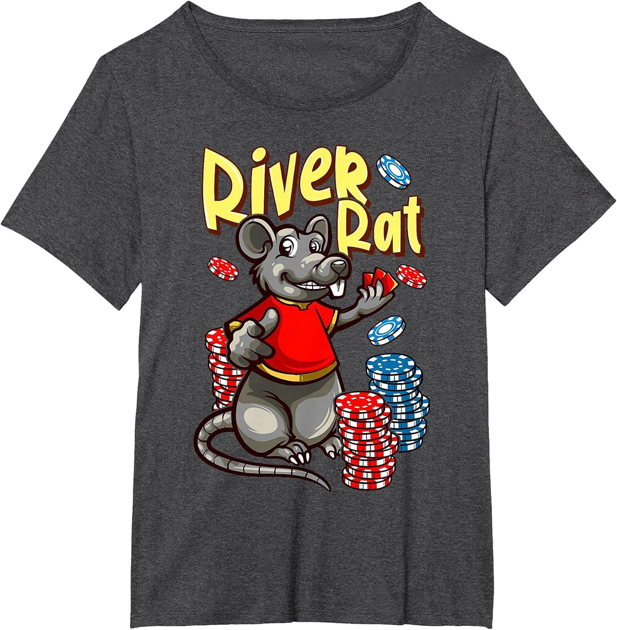 River Rat Poker T-Shirt - Dark Heather Grey