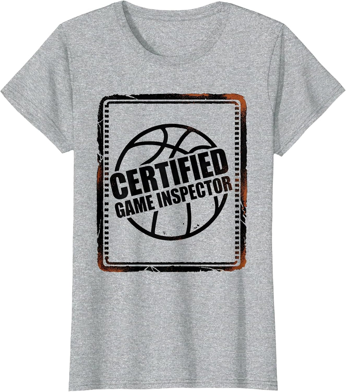 Women's Certified Game Inspector Rubber Stamp Basketball Player T-Shirt - Heather Grey
