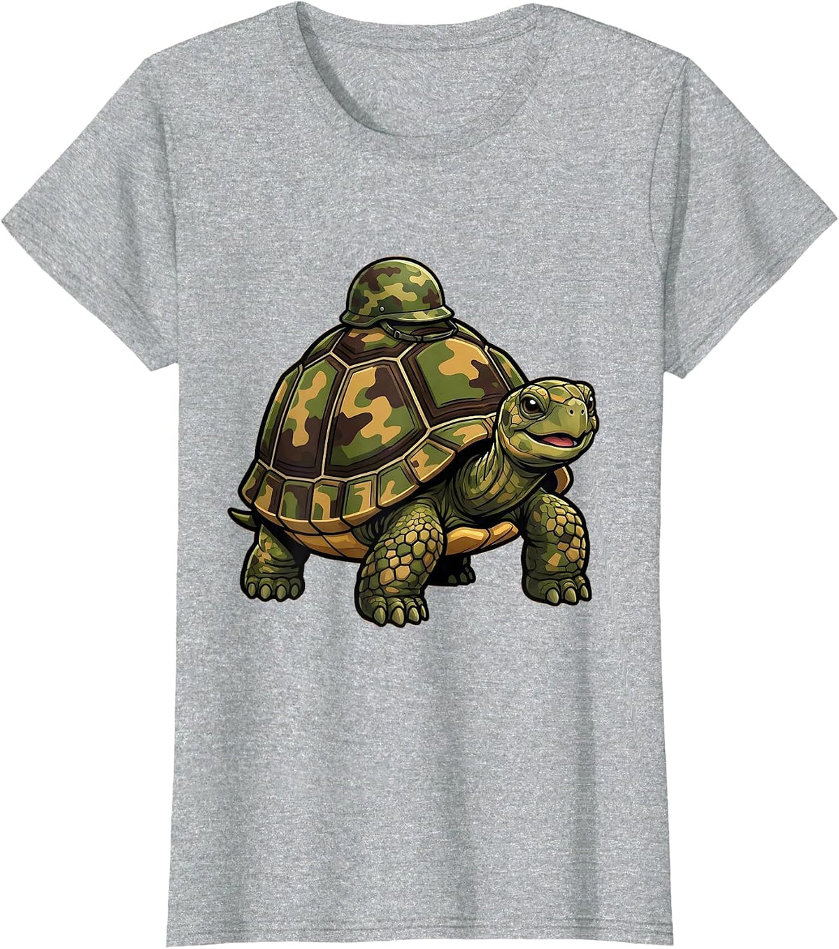 Kids Camo Painted Turtle with Tiny Helmet T-Shirt - Heather Grey