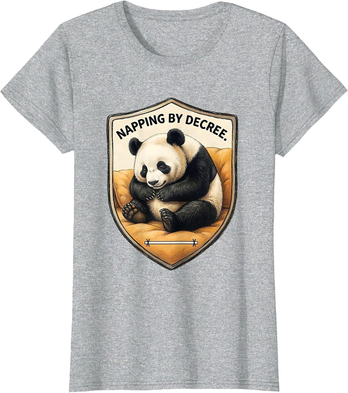 Napping By Decree Funny Panda Bear Animal Humor Gift T-Shirt - Heather Grey