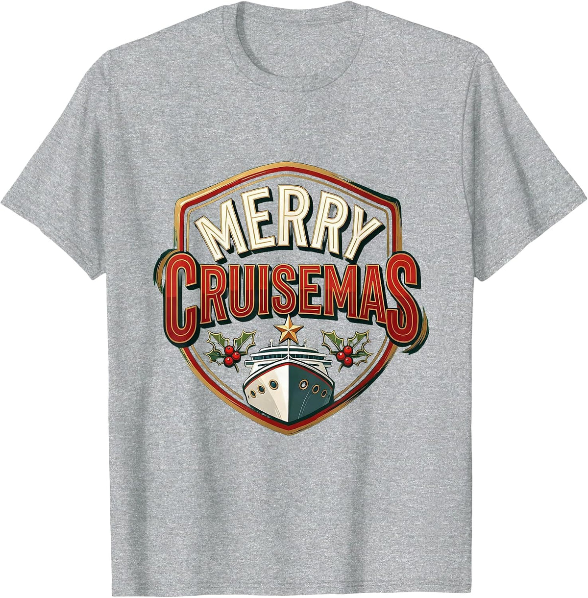 Men's Merry Cruisemas Sign Painter Cruise Vacation Family Humor T-Shirt - Heather Grey