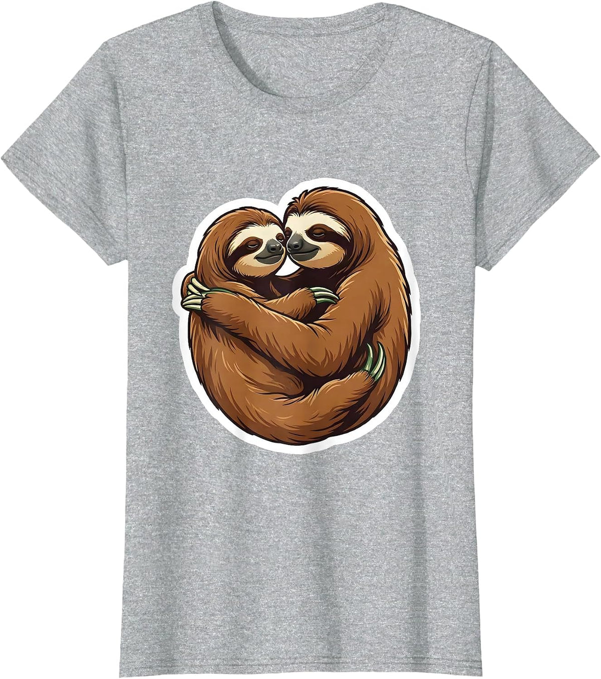 Women's Sloth Hug Funny Sloth Lover Animal Humor T-Shirt - Heather Grey