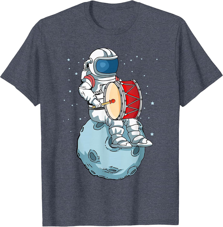 Bass Drum Lover Marching Band Percussion Drum Drummer T-Shirt - Heather Blue