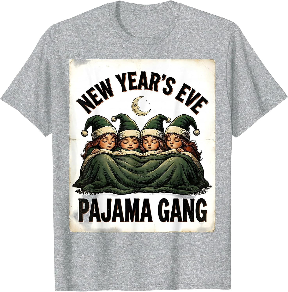Men's New Year's Eve Pajama Gang Vintage Family Matching Party T-Shirt - Heather Grey