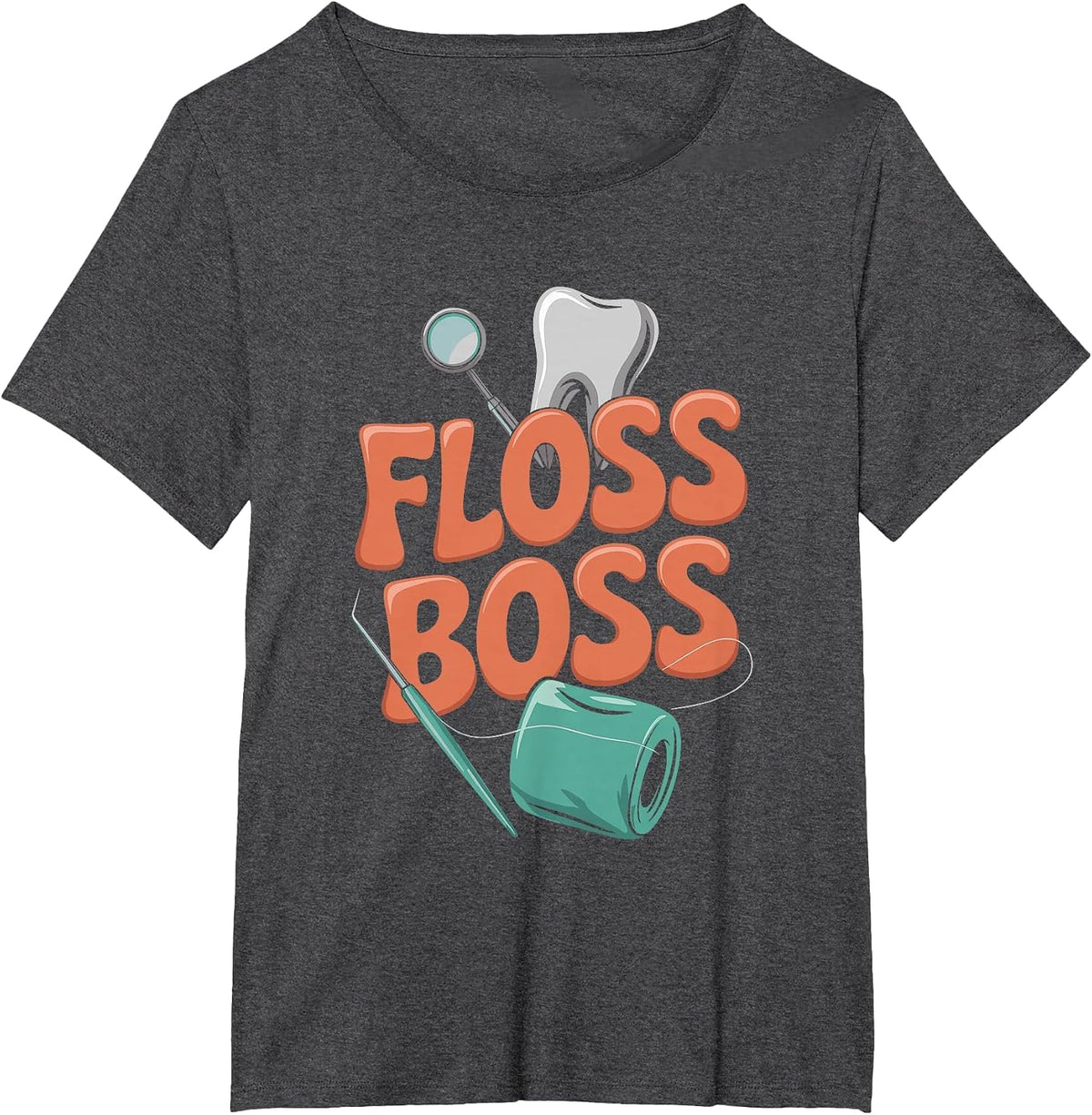 Floss Boss Oral Hygiene Enthusiast T-Shirt - Dark Heather Grey