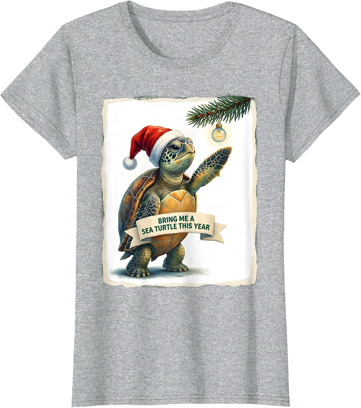 Women's Bring Me A Sea Turtle This Year Whimsical Sea Turtle Lover T-Shirt - Heather Grey