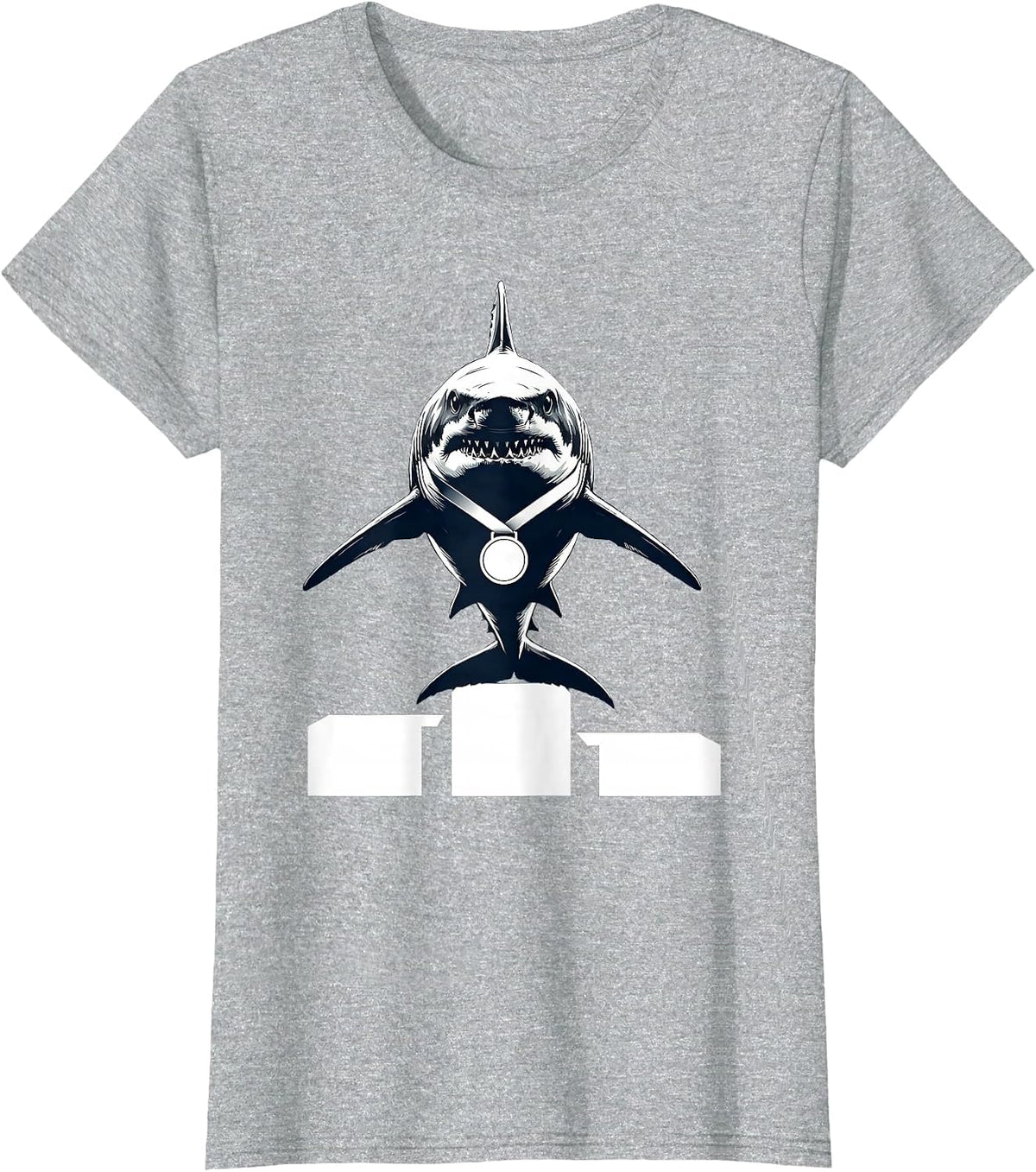 Women's Daddy Shark Number One Dad Podium Graphic T-Shirt - Heather Grey