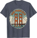 San Francisco Golden Gate Bridge Souvenir Retro Travel T-Shirt - Heather Blue