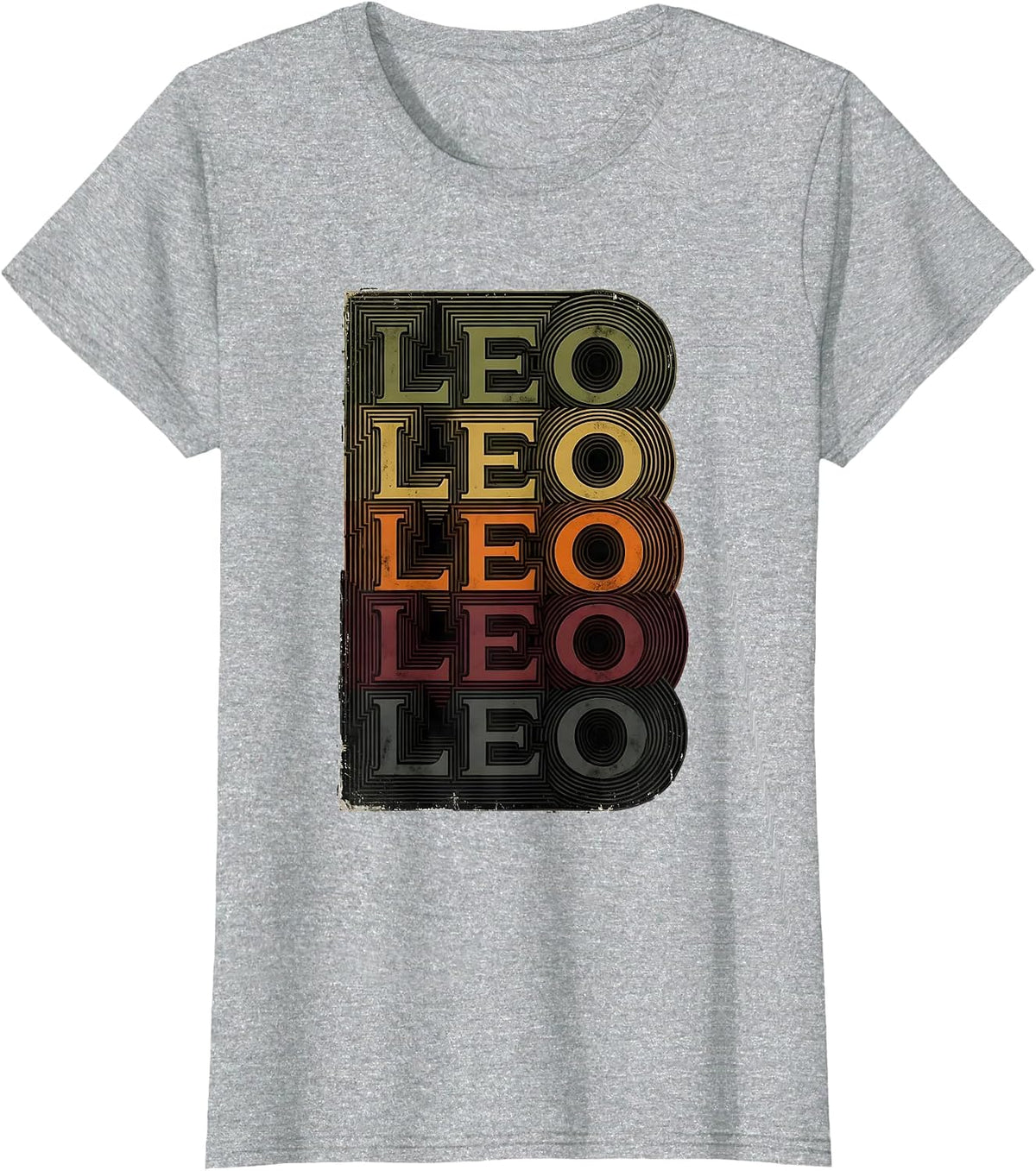 LEO Vintage Grunge Music Fan Typography T-Shirt - Heather Grey
