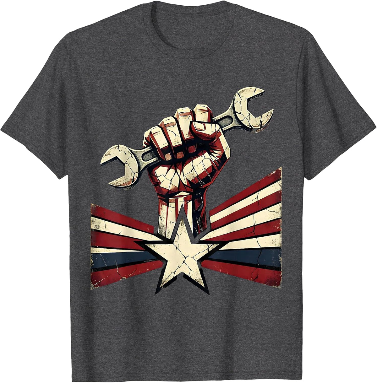 Men's President Pride Labor Day Worker Fist Wrench T-Shirt - Dark Heather Grey